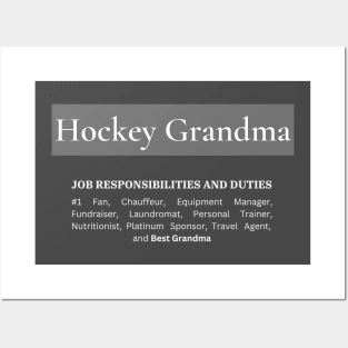 Hockey Grandma Responsibilities (Dark) Posters and Art